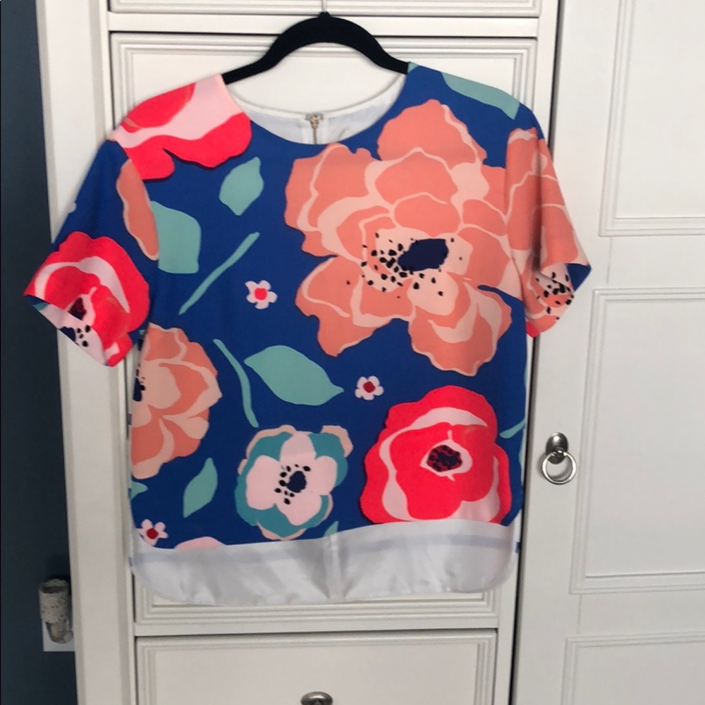 Kate Spade blouse boxy cut high low style